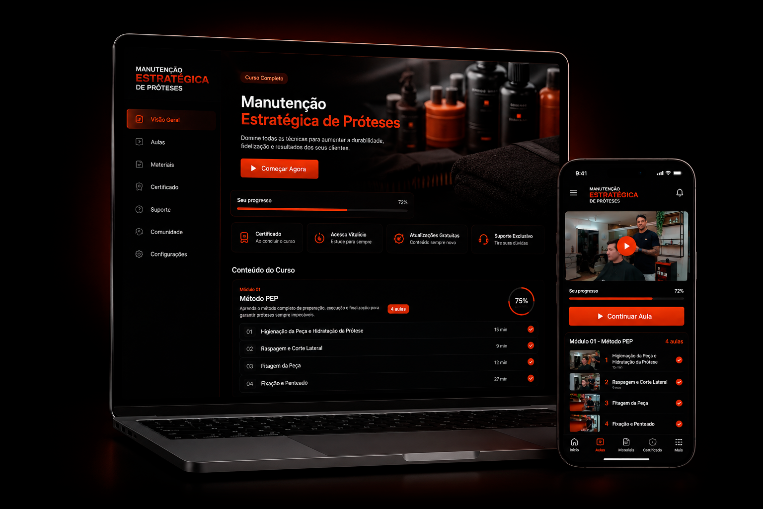 Mockup do produto em notebook e celular